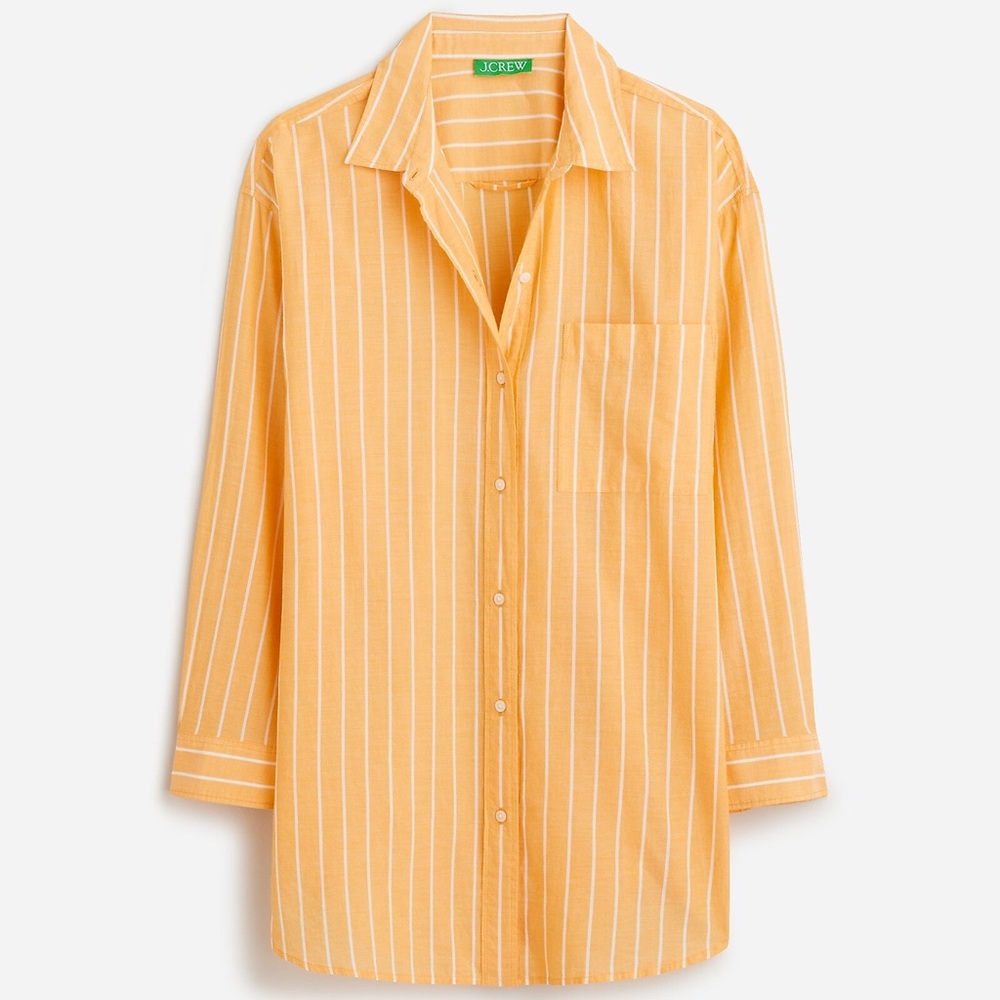J.Crew cotton voile beach shirt yellow and white striped long sleeve button down